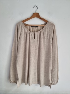 Gudrun Sjoden beżowa lniana bluzka XL 42