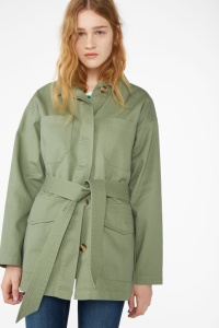 Monki XS zielona katana luźna bawełna 34 