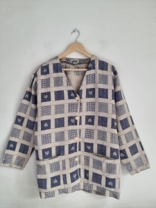 Lniana narzutka skandynawska sting M / L serduszka serca scandi 