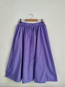 Vintage jasno fioletowa spódnica lila S / M bawełna z kieszeniami 
