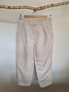 Kremowe spodnie H&M XL 42 len wiskoza lniane