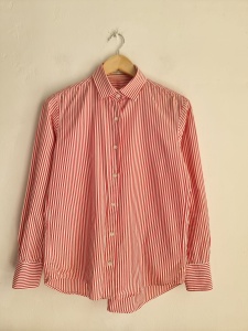 Fall winter spring summer koszula w paski biało - czerwona S 36 bawełna 