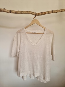 samsoe samsoe S / M biały lniany t-shirt len 