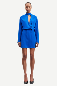 Samsoe Samsoe kobaltowa krótka sukienka z wiązaniem  S 36 tunika