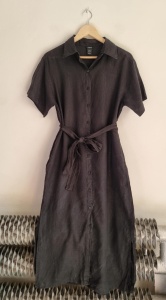 Lindex czarna lniana sukienka M 38 len  szmizjerka