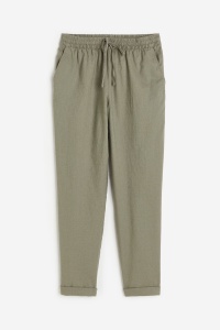 H&M M linen blend spodnie khaki zielone len bawełna 38 