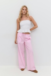 Gina tricot spodnie piżamowe w różową kratkę S 36 bawełna 