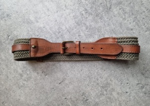 Pasek massimo dutti skórzany 70 S 36 brązowo zielony 