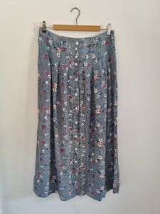 Vintage spódnica wiskozowa XL kwiaty łąka 