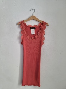 Rosemunde Copenhagen S 36  top jedwab bawełna koronkowy róż