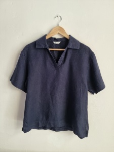 Granatowa lniana bluzka Cubus S 36 len 