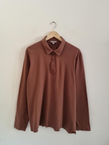 COS XL 42 brązowe polo z długim rękawem bawełna męskie 