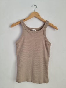 H&M prążkowany top M beżowy 38 
