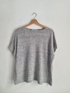 Mango szary lniany t-shirt S 36