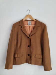 Karmelowa marynarka lniana merkling copenhagen S/M vintage len 