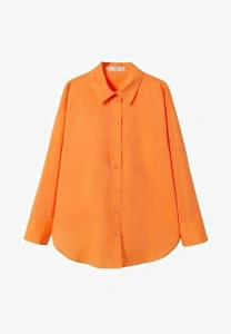 Mango pomarańczowa luźna koszula XS 34 bawełna 