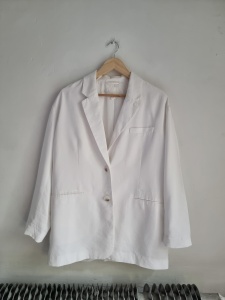 H&M S 36 wiskozowa  biała marynarka oversize 