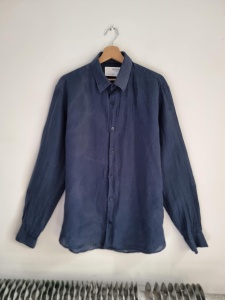 Selected homme granatowa koszula lniana z długim rękawem  L / 42 16.5 len 