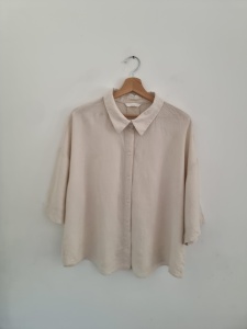 Pudełkowa koszula beżowa linen blend  L 40 