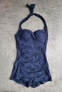 Seafolly australia S / M pin up strój kąpielowy granatowy w kropki 