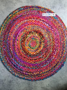 RINA Dywanik okrągły 100 cm handmade  średnica kolorowy indie boho Dywany Chindi  