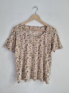 Lniany  t-shirt S len kwiaty łąka