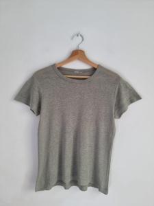 Zielona lniana bluzka S  Lniany szałwiowy t-shirt S len h&m 