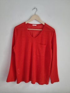 Claire woman XL czerwony lniany longsleeve len 