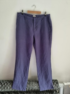 Tara niebieskie lniane spodnie XL 42 len 