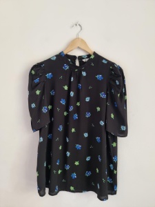 Cubus L czarna wiskozowa bluzka w kwiaty 40  leonora blouse