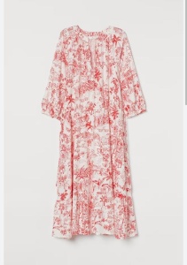 H&M L wiskozowa sukienka biała w czerwone wzory 40 