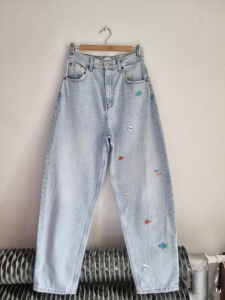 ZARA spodnie balonowe hafty morskie M 38 S/M