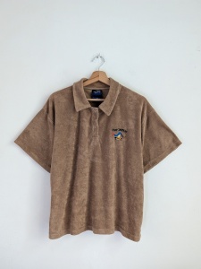 Cava company S polo miś frotte brązowa bluzka polówka unisex streetwear 