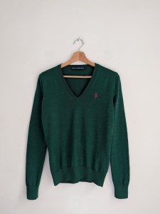Ralph Lauren sport M 38 zielony sweter wełna merino 