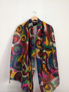 Moksha fine woven wełniany szal  kolorowy new wool 