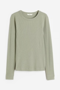 H&M pistacjowy longsleeve prążkowany M 38 modal