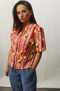 Vintage bluzka kwiatki L 