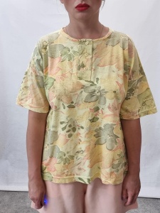 Vintage t-shirt żółte kwiatuszki bawełniany L/XL