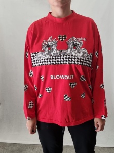 Vintage bluzka z pieskami blowout bawełniana L/XL