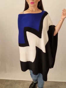 Ponczo Winser London wełniane onesize Intarsia Wool Blend