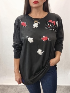 Vintage bluzka z poduszkami kotek myszki M/L 