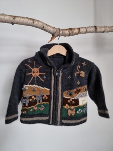 uroczy peruwiański sweterek z kapturem 68 74 