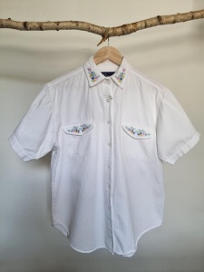 Quizz again bawełniana koszula z haftami haft kwiaty M 38 vintage 