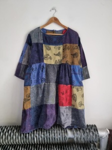 Sukienka / tunika w grzybki z nepalu kolorowa patchworkowa hippie boho M 38