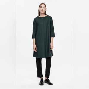 COS sukienka / tunika wełniana butelkowa zieleń L 40 