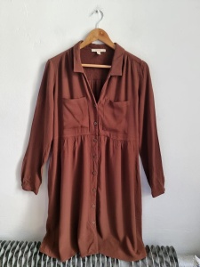 Esprit czekoladowa wiskozowa luźna sukienka L 40 
