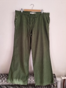 Lniane zielone spodnie 18 46 XXXL lniane len next 