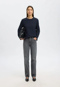 Selected femme XS 34  granatowy longsleeve pudełkowy   SLFEssential LS Boxy Tee NOOS