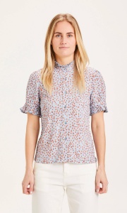 Knowledge cotton apparel M 38 wiskozowa bluzka z krótkim rękawem 