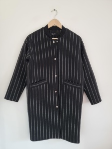 Płaszcz Magasin wełniany czarny paski S 